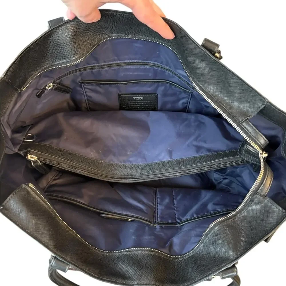 Tumi Villa Viverone Black Leather Business Tote Laptop Bag Travel